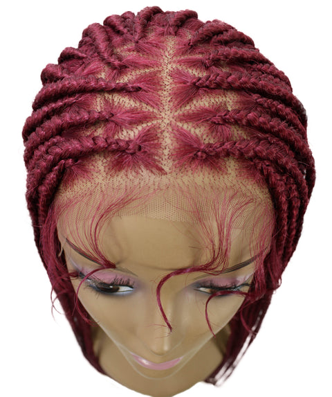 Chloe Burgundy Hexagon Parting Briads Lace Wig