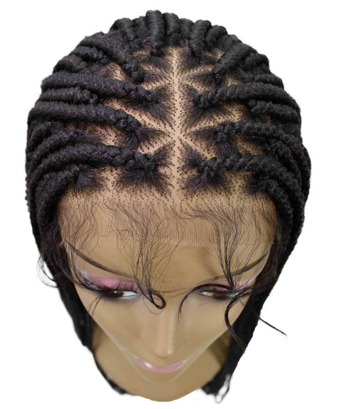 Chloe Dark Brown Hexagon Parting Briads Lace Wig