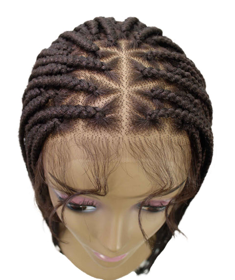 Chloe Medium Brown Hexagon Parting Briads Lace Wig