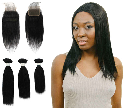 Remy human hair closure for black women, Human hair bundle 