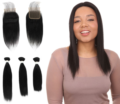 Remy human hair closure for black women, Human hair bundle 