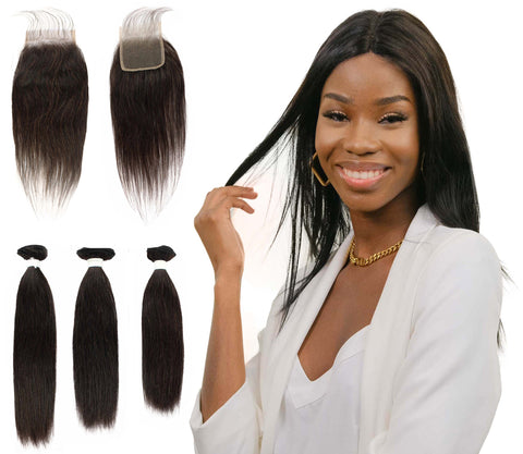 Remy human hair closure for black women, Human hair bundle 