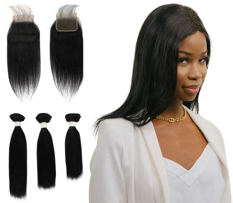 Remy human hair closure for black women, Human hair bundle 