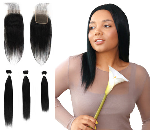 Remy human hair closure for black women, Human hair bundle 