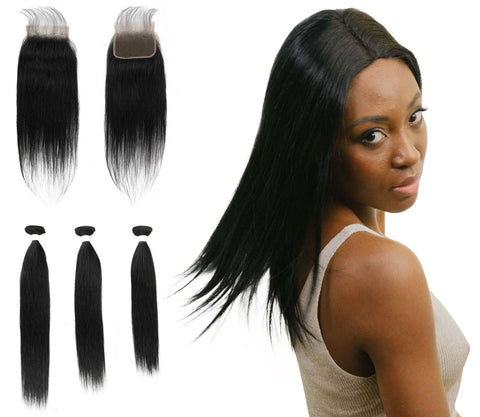 Remy human hair closure for black women, Human hair bundle 