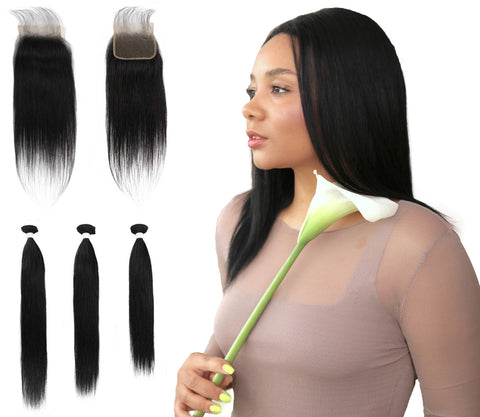 Remy human hair closure for black women, Human hair bundle 
