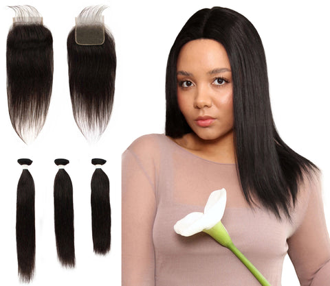 Remy human hair closure for black women, Human hair bundle 