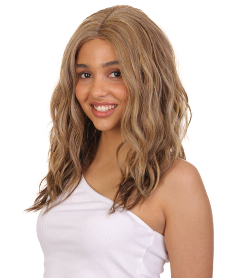 Riley Honey Blonde, Light Gold Blonde and Dark Brown Blend Glamour Lace Wig