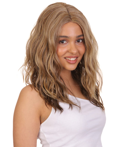 Riley Honey Blonde, Light Gold Blonde and Dark Brown Blend Glamour Lace Wig