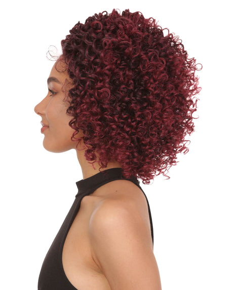 Talia Black and Red Plum Blend Edge Afro Lace Wig