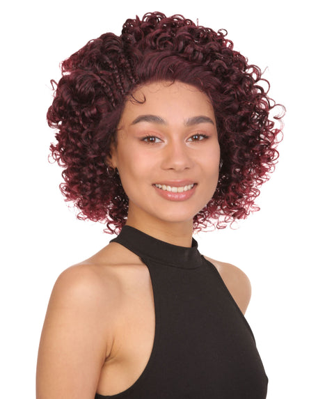 Talia Black and Red Plum Blend Edge Afro Lace Wig