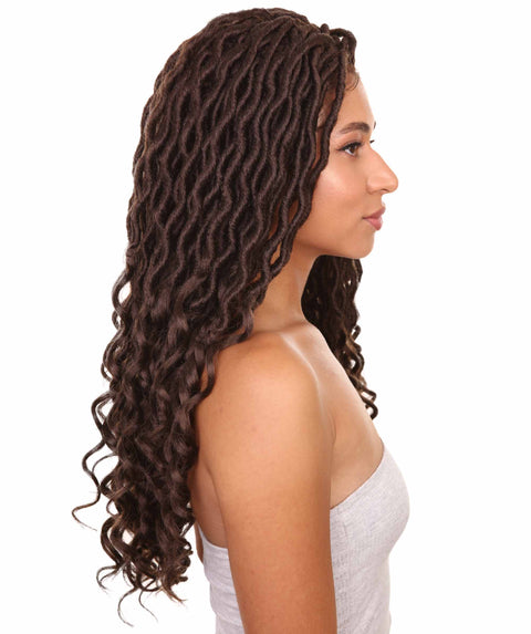 Andrea 25 Inch Charcoal Brown Bohemian Braid wig