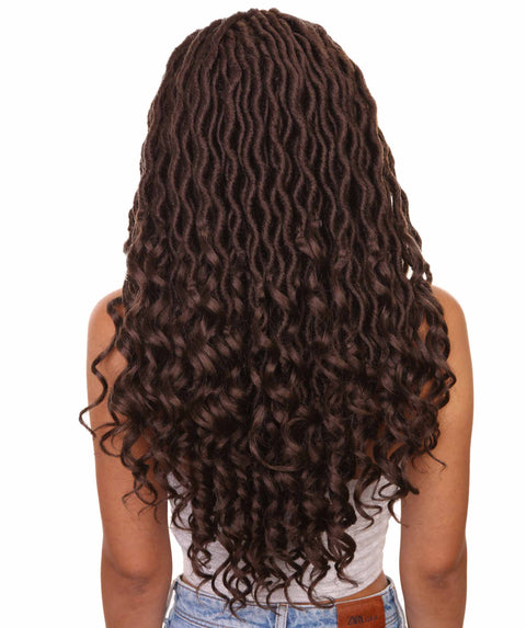 Andrea 25 Inch Charcoal Brown Bohemian Braid wig