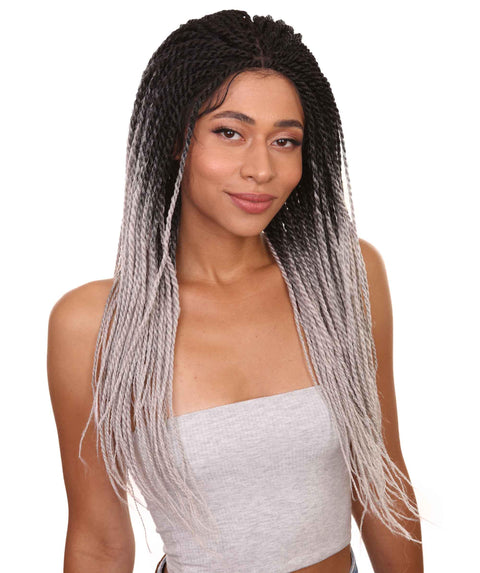 Nikkita Black Grey Twist Box Braids wig