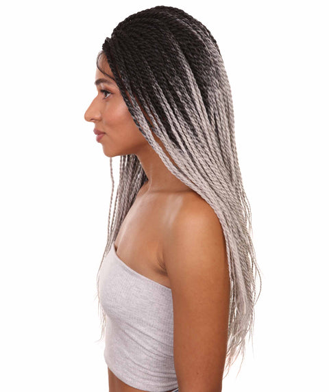 Nikkita Black Grey Twist Box Braids wig