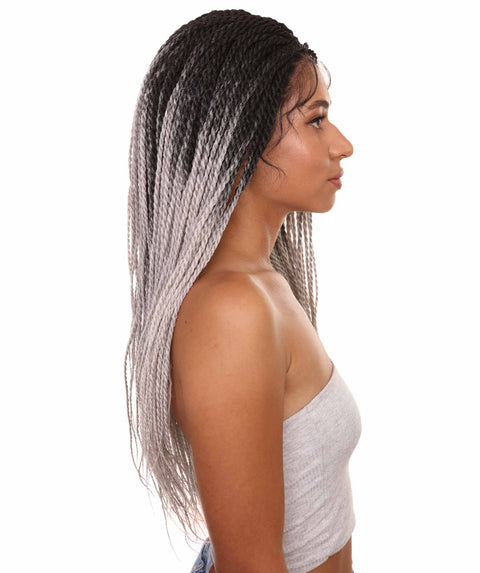 Nikkita Black Grey Twist Box Braids wig