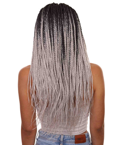 Human Hair Nikkita Black Grey Twist Box Braids wigSwiss Box Braid Lace Frontal Wigs