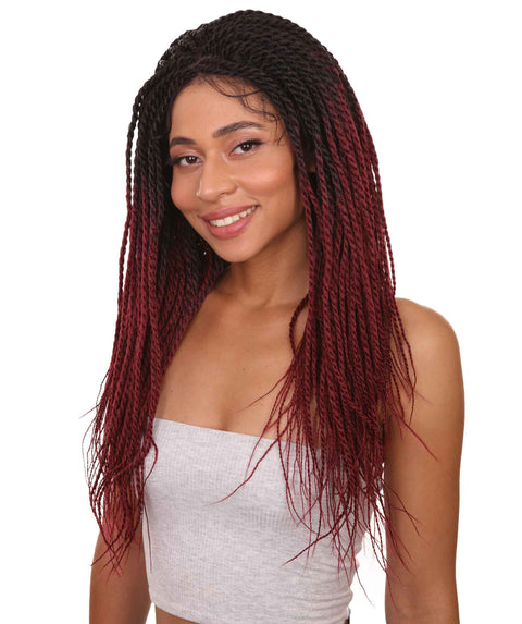 Nikkita Burgundy Ombre Twist Box Braids wig