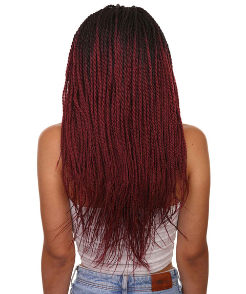 Nikkita Burgundy Ombre Twist Box Braids wig