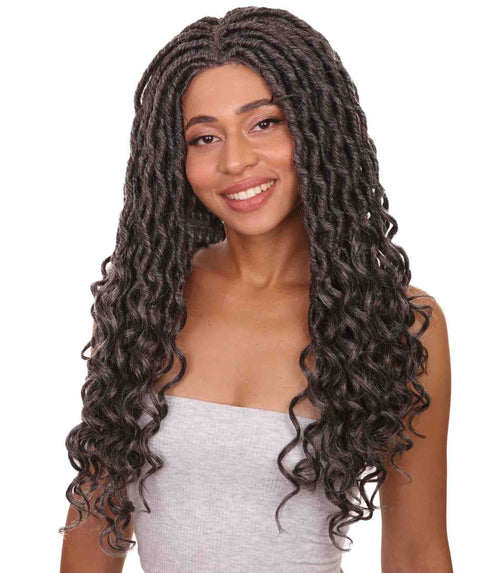 Andrea 25 Inch Charcoal Grey Bohemian Braid wig
