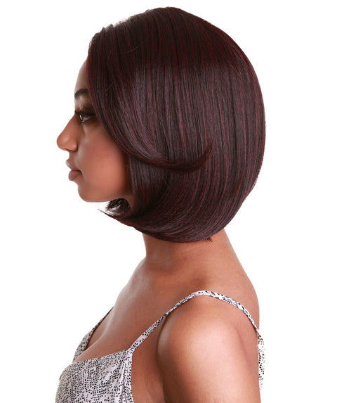 Mina Medium Red and Black Blend Choppy Blowout Lace Wig