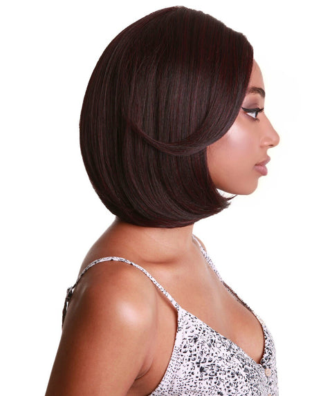Mina Medium Red and Black Blend Choppy Blowout Lace Wig