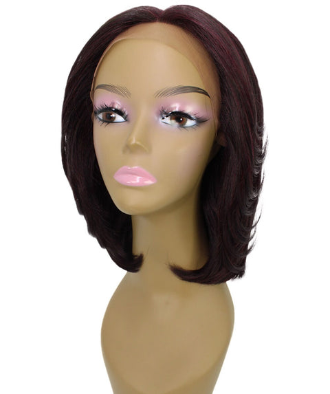 Mina Medium Red and Black Blend Choppy Blowout Lace Wig