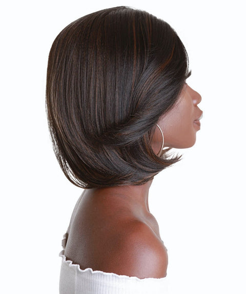 Mina Black with Caramel Choppy Blowout Lace Wig