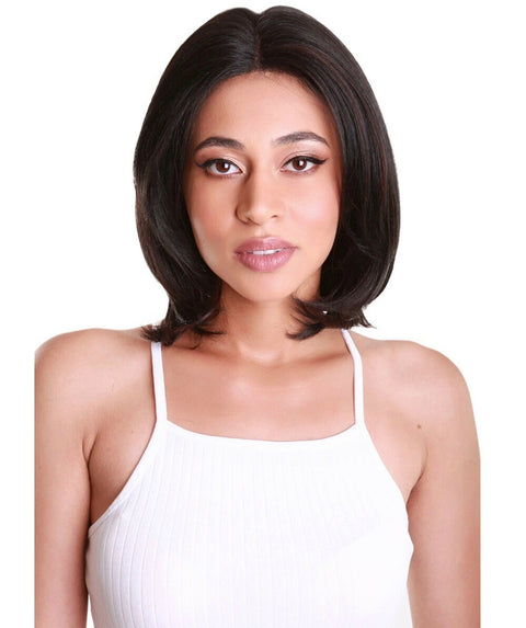 Mina Black with Aubum Choppy Blowout Lace Wig