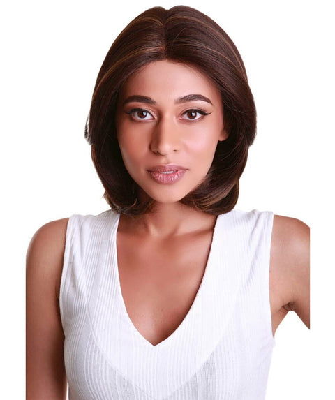 Mina Brown with Golden Choppy Blowout Lace Wig