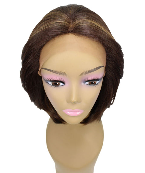 Mina Brown with Golden Choppy Blowout Lace Wig