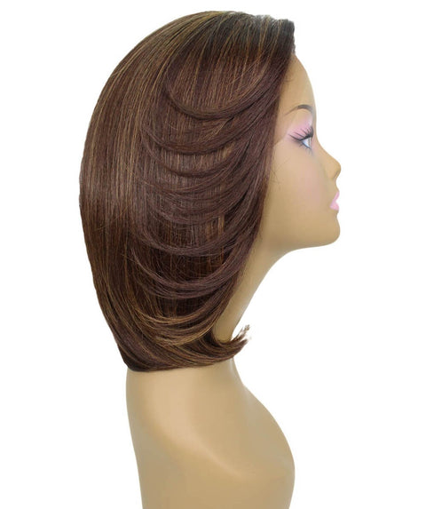 Mina Brown with Golden Choppy Blowout Lace Wig