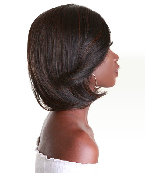 Mina Brown with Caramel Choppy Blowout Lace Wig