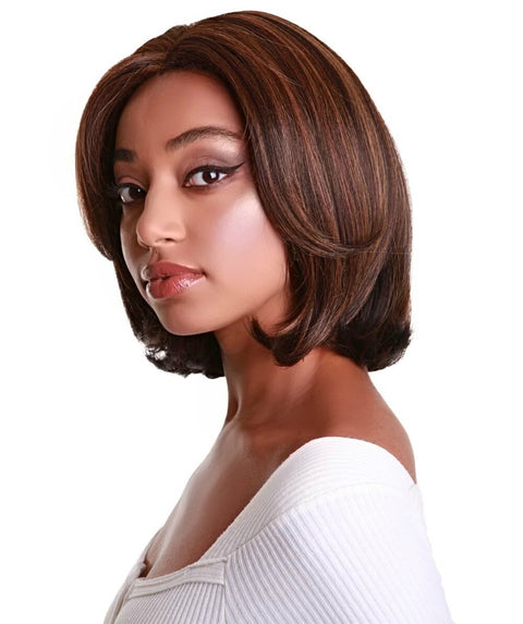 Mina Carmel Brown Blend Choppy Blowout Lace Wig