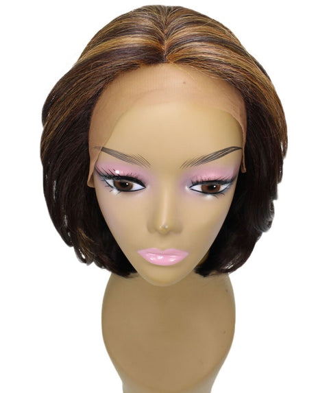 Mina Carmel Brown Blend Choppy Blowout Lace Wig