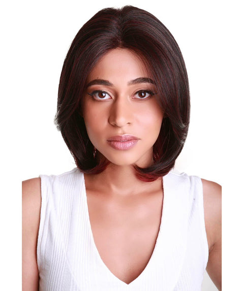 Mina Deep Red Over Medium Red Choppy Blowout Lace Wig