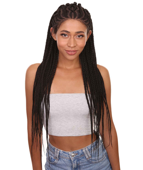 Logan Black Cornrow Braided Wig
