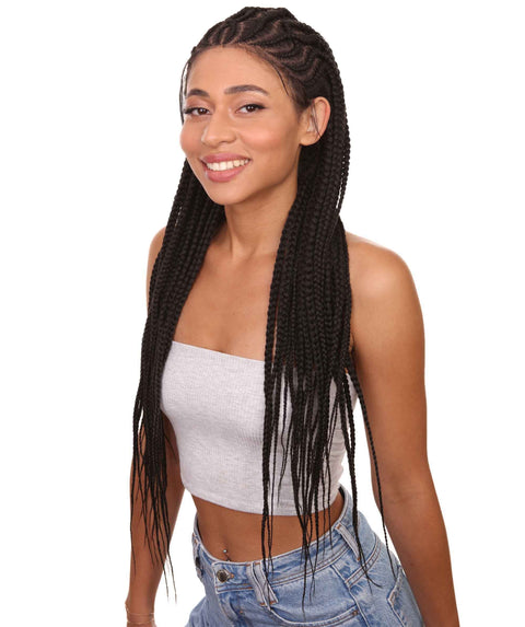 Logan Black Cornrow Braided Wig