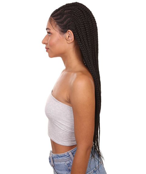 Logan Natural Black Cornrow Braided Wig