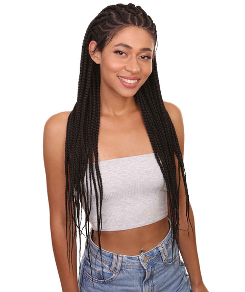 Logan Natural Black Cornrow Braided Wig