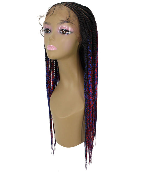 Viola Red and Blue Lace Braided Wig