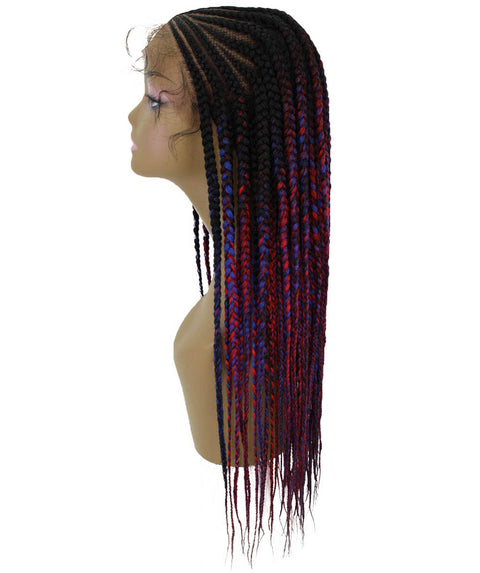 Viola Red and Blue Lace Braided Wig