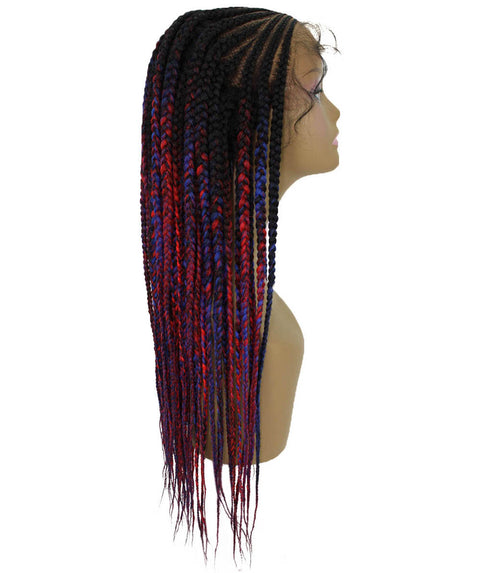 Viola Red and Blue Lace Braided Wig