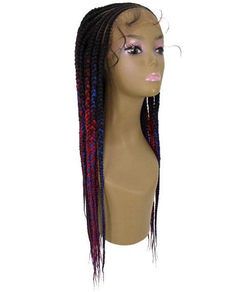 Viola Red and Blue Lace Braided Wig