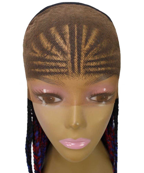 Viola Red and Blue Lace Braided Wig