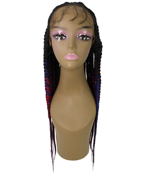 Estelita Black, Red and Blue Blend Cornrow Box Braided Wig