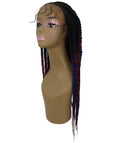 Estelita Black, Red and Blue Blend Cornrow Box Braided Wig