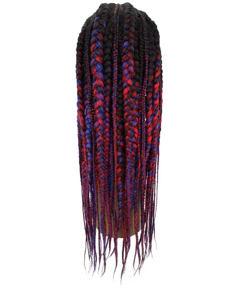 Estelita Black, Red and Blue Blend Cornrow Box Braided Wig