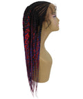 Estelita Black, Red and Blue Blend Cornrow Box Braided Wig