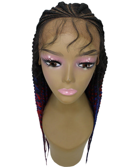 Estelita Black, Red and Blue Blend Cornrow Box Braided Wig